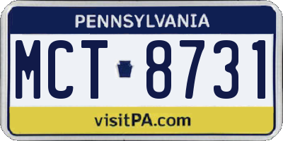 PA license plate MCT8731