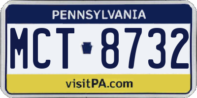 PA license plate MCT8732