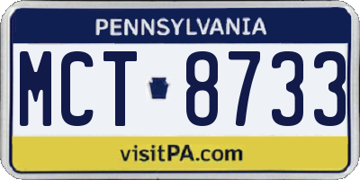 PA license plate MCT8733