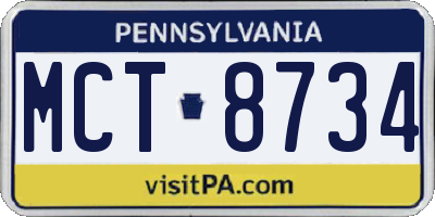 PA license plate MCT8734