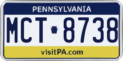 PA license plate MCT8738