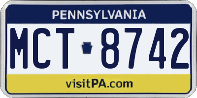 PA license plate MCT8742