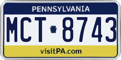 PA license plate MCT8743