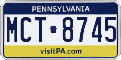 PA license plate MCT8745