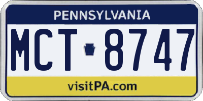 PA license plate MCT8747
