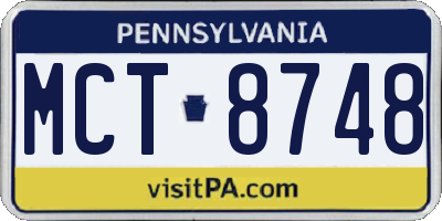 PA license plate MCT8748