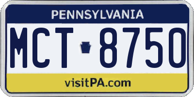 PA license plate MCT8750