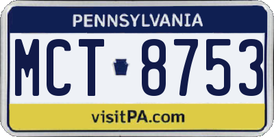 PA license plate MCT8753