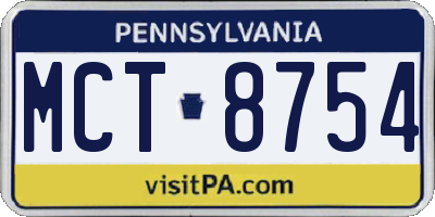 PA license plate MCT8754