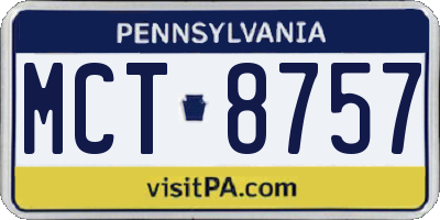 PA license plate MCT8757