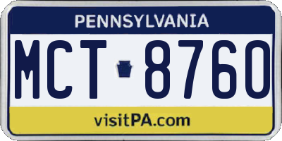 PA license plate MCT8760