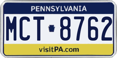 PA license plate MCT8762