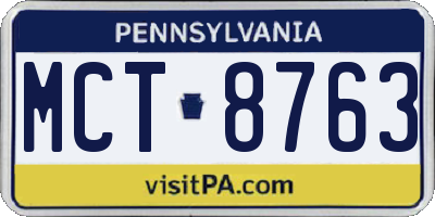 PA license plate MCT8763