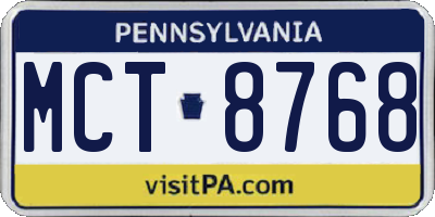 PA license plate MCT8768