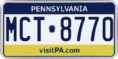 PA license plate MCT8770