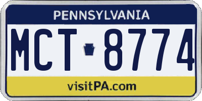 PA license plate MCT8774
