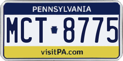 PA license plate MCT8775