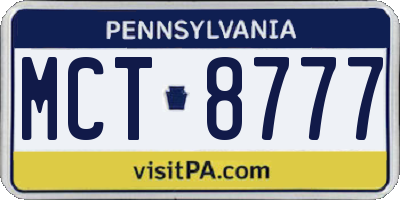 PA license plate MCT8777