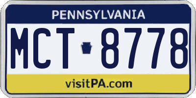 PA license plate MCT8778