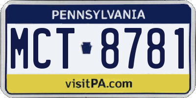 PA license plate MCT8781
