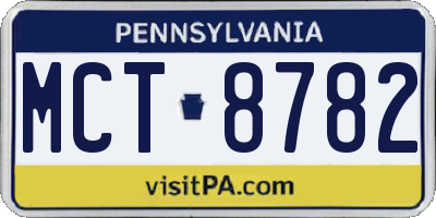 PA license plate MCT8782