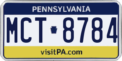 PA license plate MCT8784