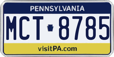 PA license plate MCT8785
