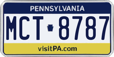 PA license plate MCT8787