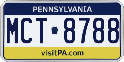 PA license plate MCT8788