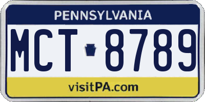 PA license plate MCT8789