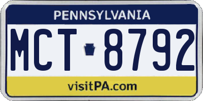 PA license plate MCT8792
