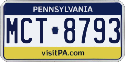 PA license plate MCT8793
