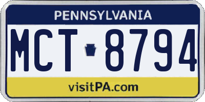 PA license plate MCT8794