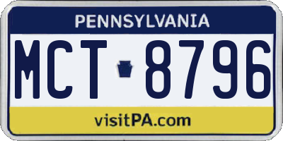 PA license plate MCT8796