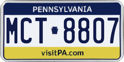 PA license plate MCT8807