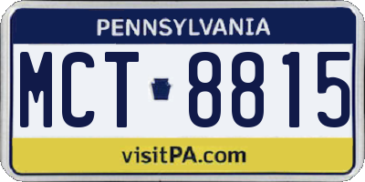 PA license plate MCT8815