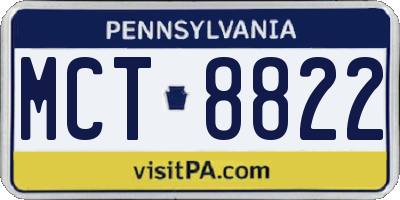 PA license plate MCT8822