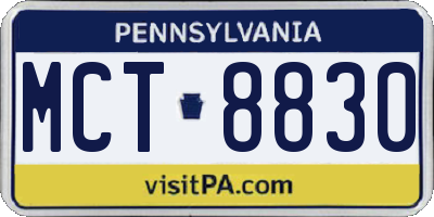 PA license plate MCT8830