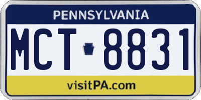 PA license plate MCT8831