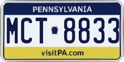 PA license plate MCT8833