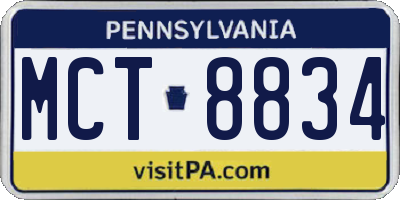PA license plate MCT8834