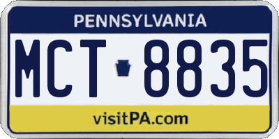 PA license plate MCT8835