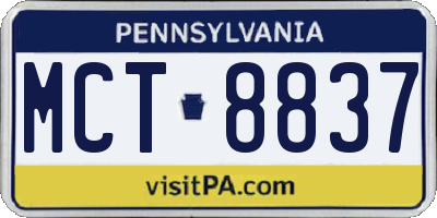 PA license plate MCT8837