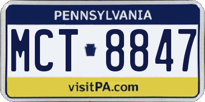 PA license plate MCT8847