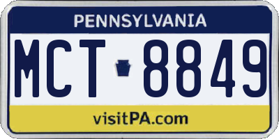 PA license plate MCT8849