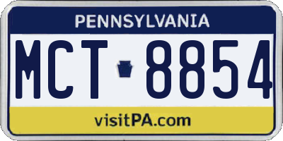 PA license plate MCT8854