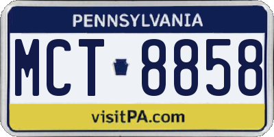 PA license plate MCT8858