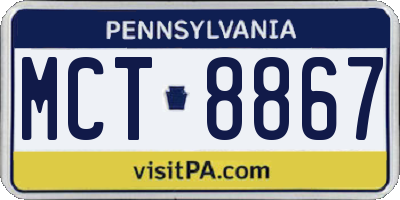 PA license plate MCT8867