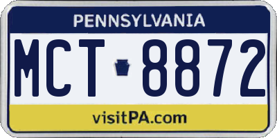 PA license plate MCT8872