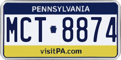 PA license plate MCT8874